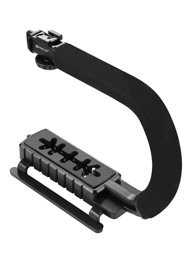 Handheld Camera Bracket Stabilizer With LED Studio Light Kit And Cold Shoe Tripod Head Black  - Image 2
