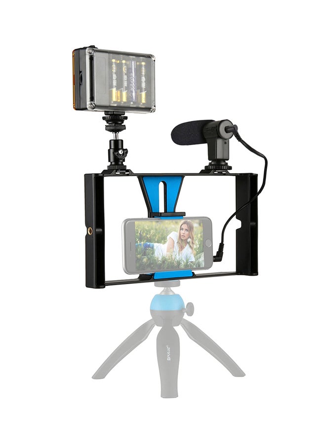 3-In-1 Video Rig And LED Studio Light Kit, Video Shotgun Microphone Kit With Cold Shoe Tripod Head Black/Grey  - Image 3