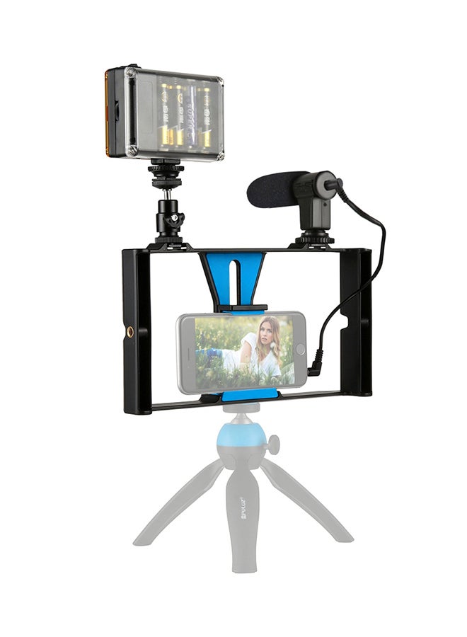 3-In-1 Video Rig And LED Studio Light Kit, Video Shotgun Microphone Kit With Cold Shoe Tripod Head Black/Grey  - Image 3