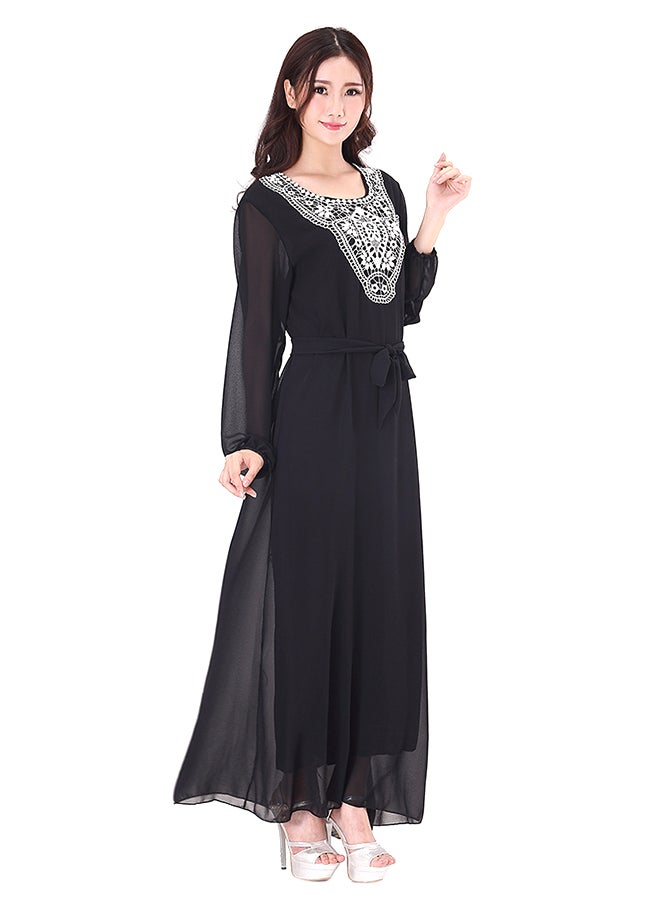 Long Sleeve Swing Abaya Black  - Image 1