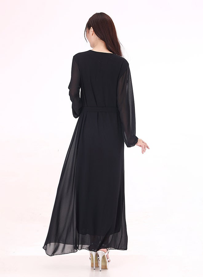 Long Sleeve Swing Abaya Black  - Image 2