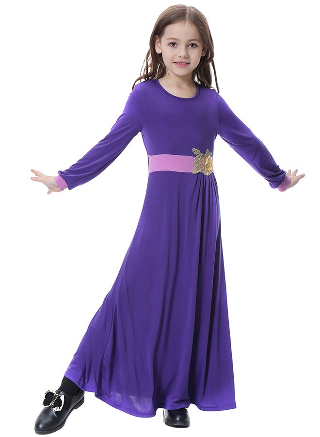 Long Sleeve Muslim Maxi Dress Purple  - Image 1