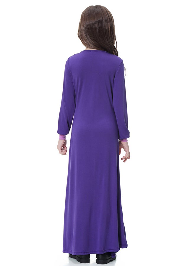 Long Sleeve Muslim Maxi Dress Purple  - Image 2