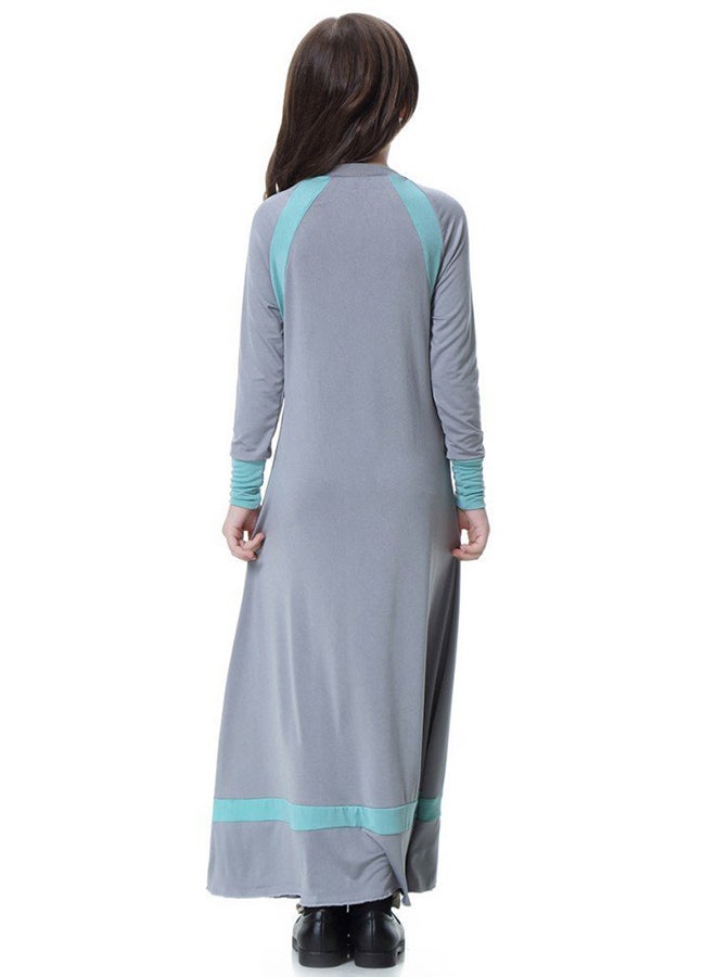 Long Sleeve Swing Abaya Dress Grey  - Image 2