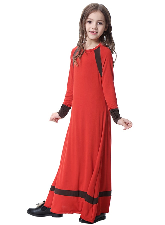 Long Sleeve Swing Abaya Dress Red  - Image 1