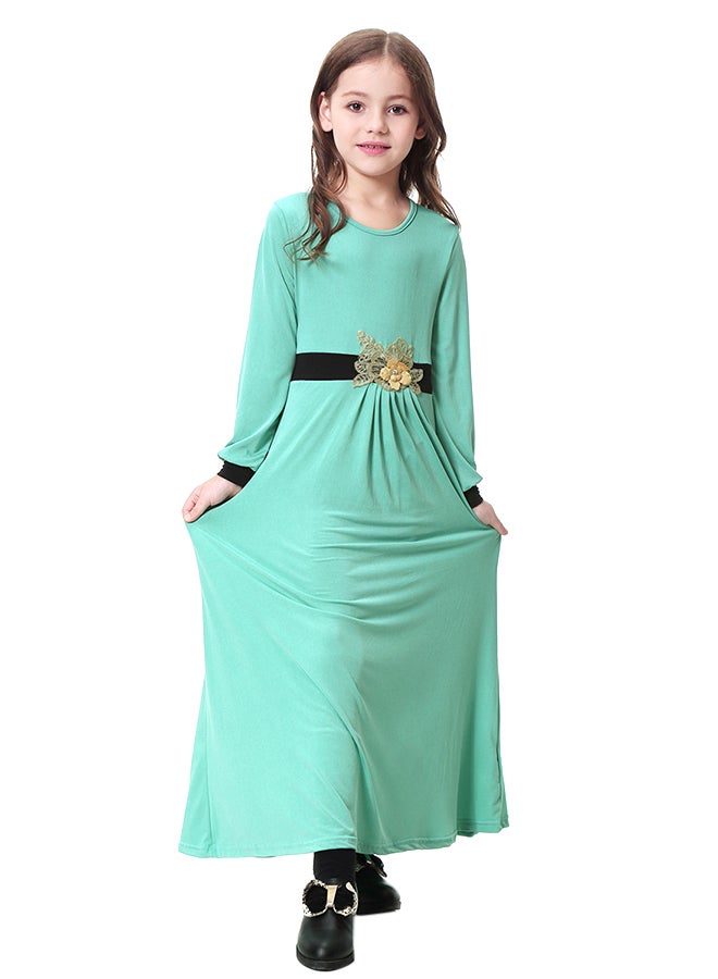 Long Sleeve Muslim Maxi Dress Green  - Image 1