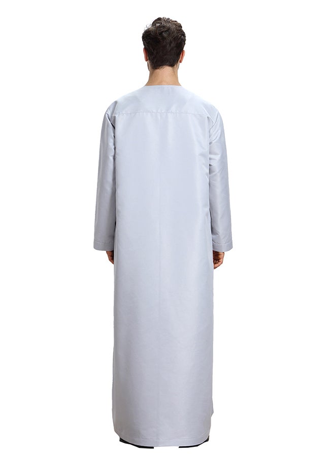 ماركة غير محددة فستان الثوب المسلم بأكمام طويلة أزرق فاتح  - Image 2