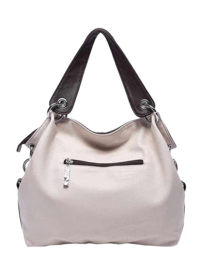 Generic - Zippered Closure Hobo Bag Beige - Image 1