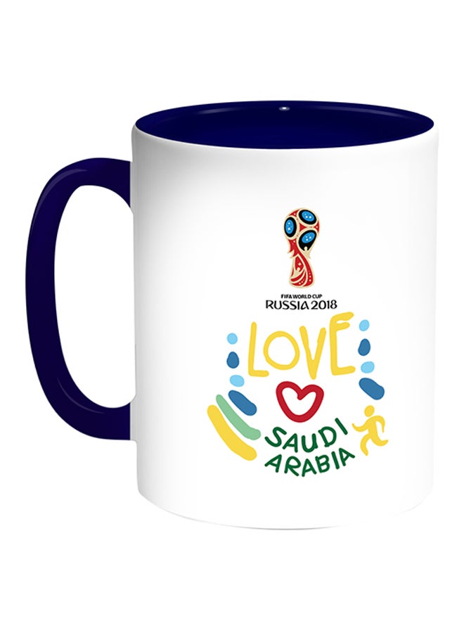 Decalac FIFA World Cup 2018 I Love Saudi Arabia Printed Coffee Mug White/Blue
