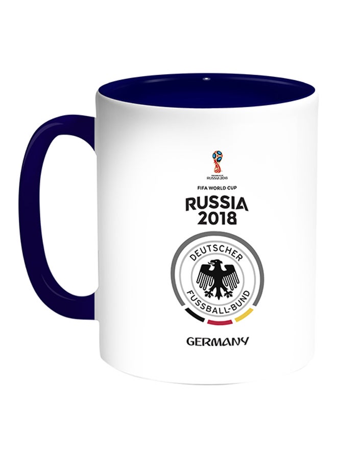 ديكالاك كوب قهوة بتصميم ألمانيا في كأس العالم لكرة القدم 2018 مطبوع أبيض/أزرق