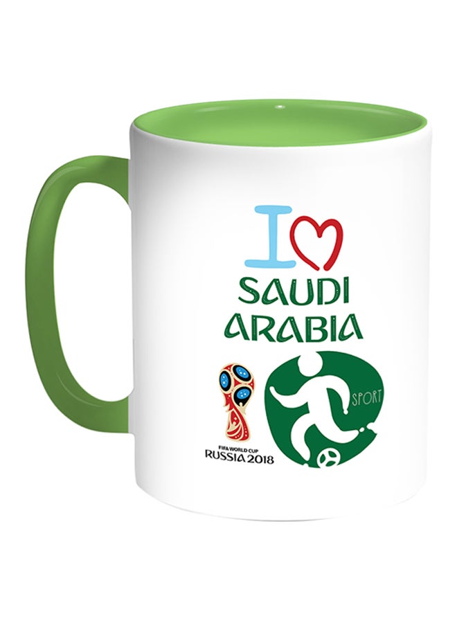Decalac FIFA World Cup 2018 I Love Saudi Arabia Printed Coffee Mug White/Green