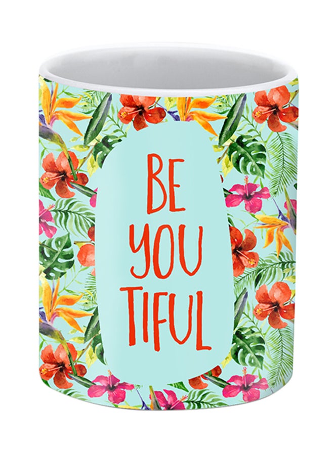 ستايلايزد كوب بتصميم جميل مطبوع أزرق/أحمر/برتقالي - Image 2