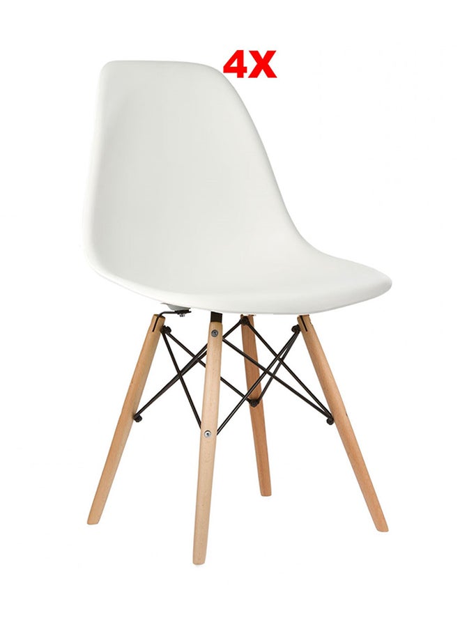 ebarza 4-Piece Dining Chair Set White/Natural Wood