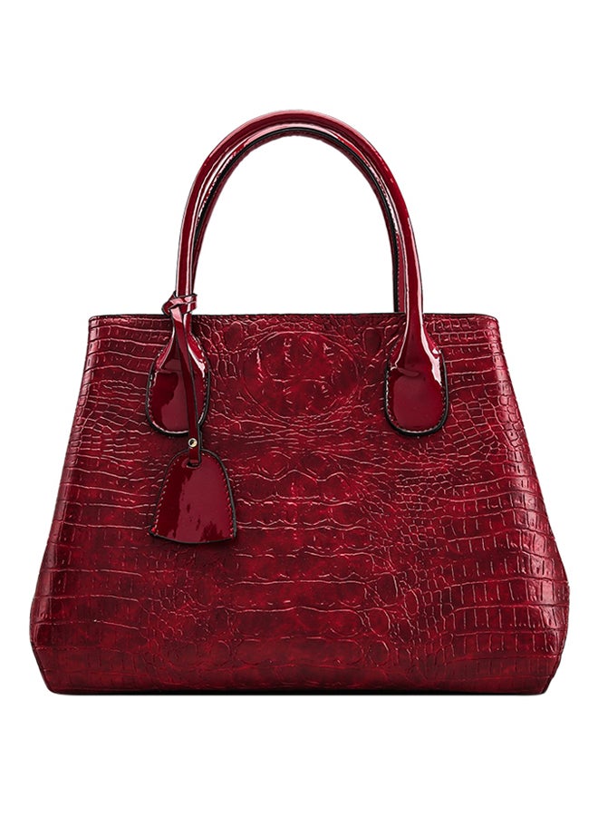 Crocodile Grain Pretty Waist Shoulder Bag Wine Red 