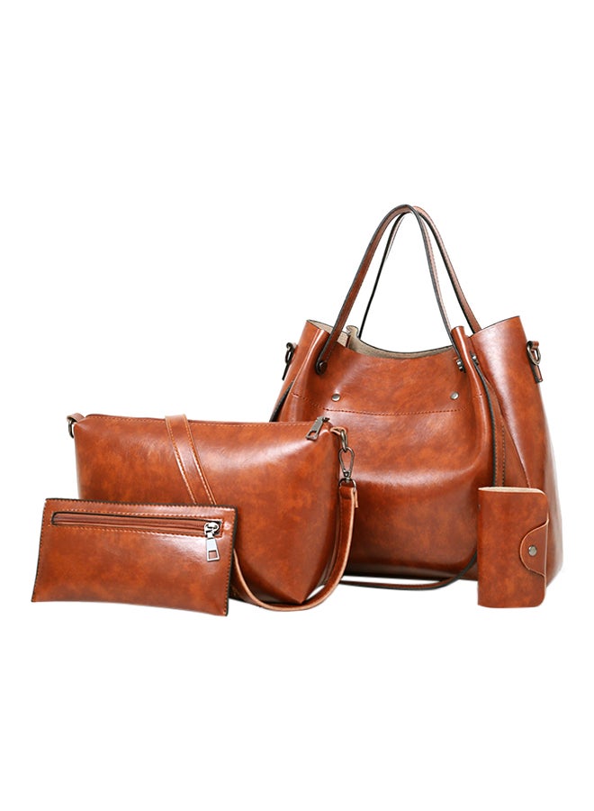 4-Piece Shoulder Handbag Set Rust 