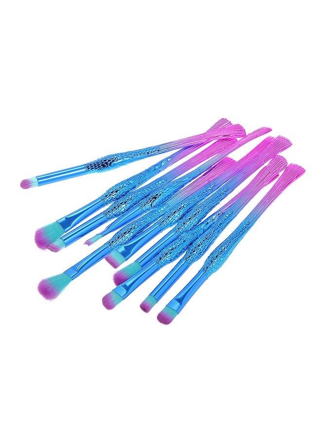 آنسيلف طقم فرش مستحضرات تجميل بتصميم ذيل حورية البحر من 10 قطع أزرق وردي - Image 2