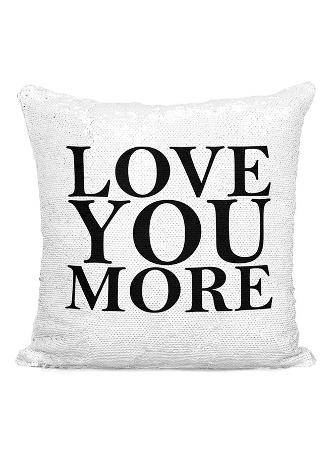 Love You More Sequined Throw Pillow Silver/White/Black 16x16inch - Image 2