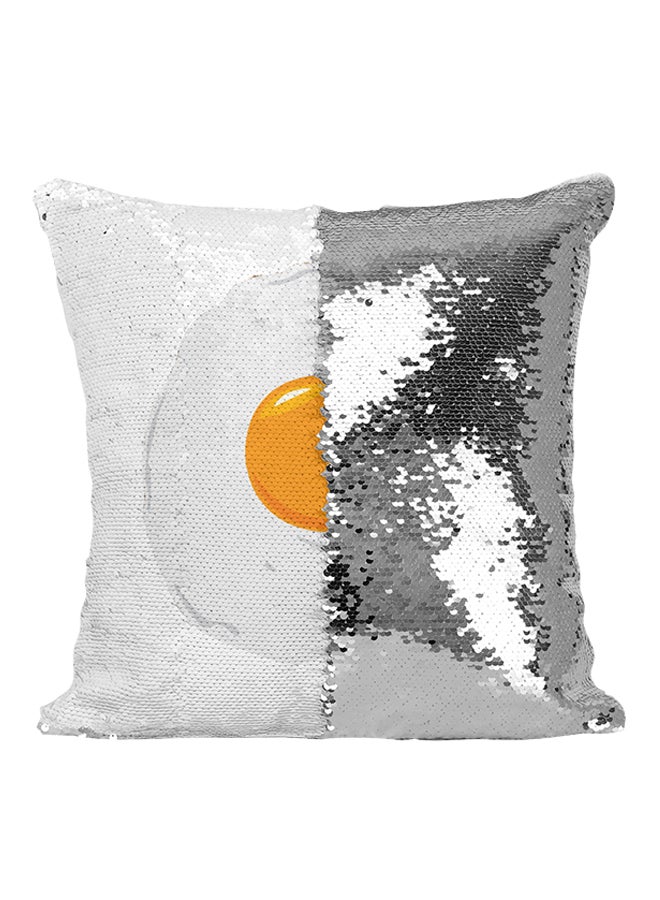 Fried Egg Sequined Throw Pillow Silver/White/Yellow 16x16inch  - Image 1