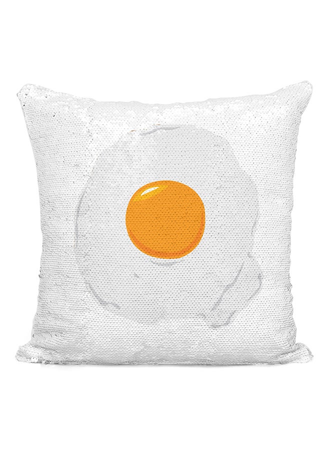 Fried Egg Sequined Throw Pillow Silver/White/Yellow 16x16inch  - Image 2