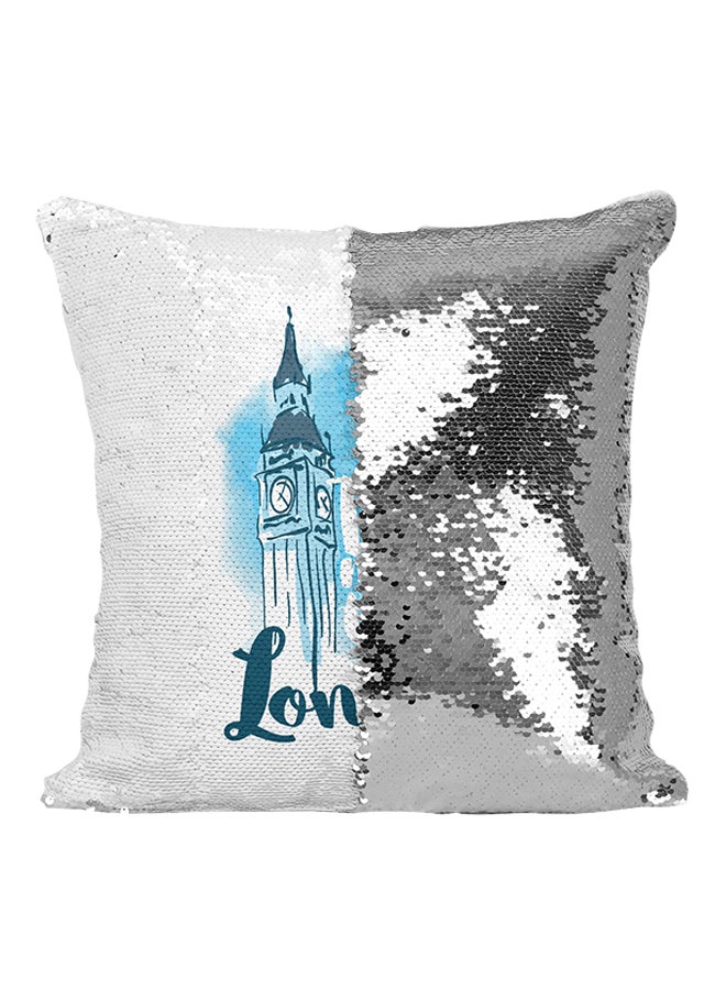 Take Me To London Sequin Throw Pillow Silver/White/Blue 16x16inch - v1529576450/N15394937A_1
