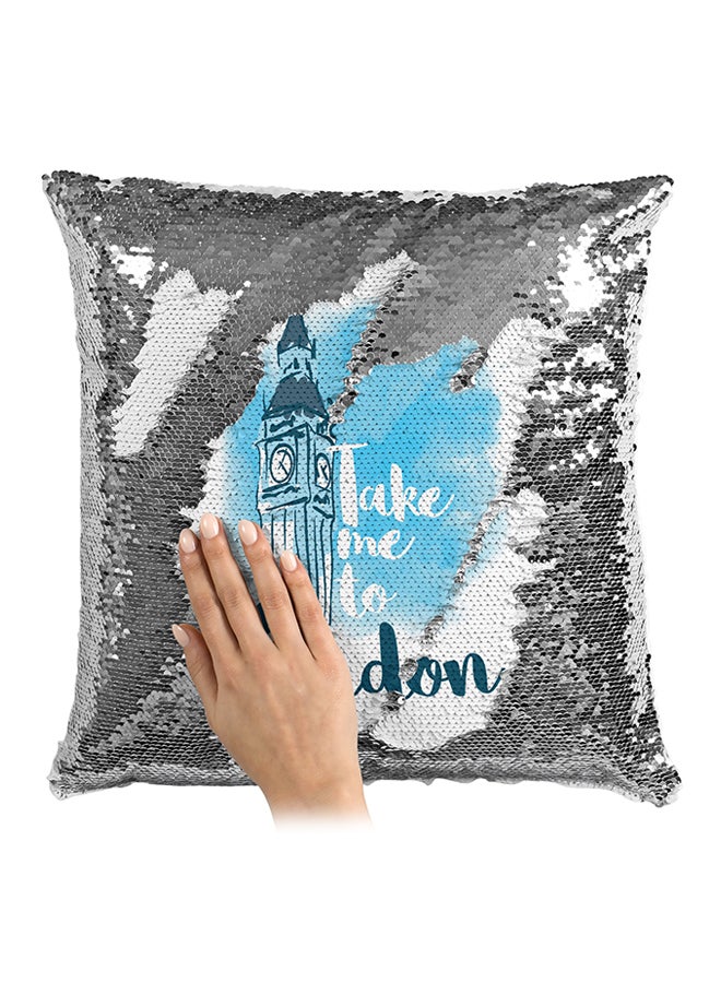 Take Me To London Sequin Throw Pillow Silver/White/Blue 16x16inch - v1529576451/N15394937A_3