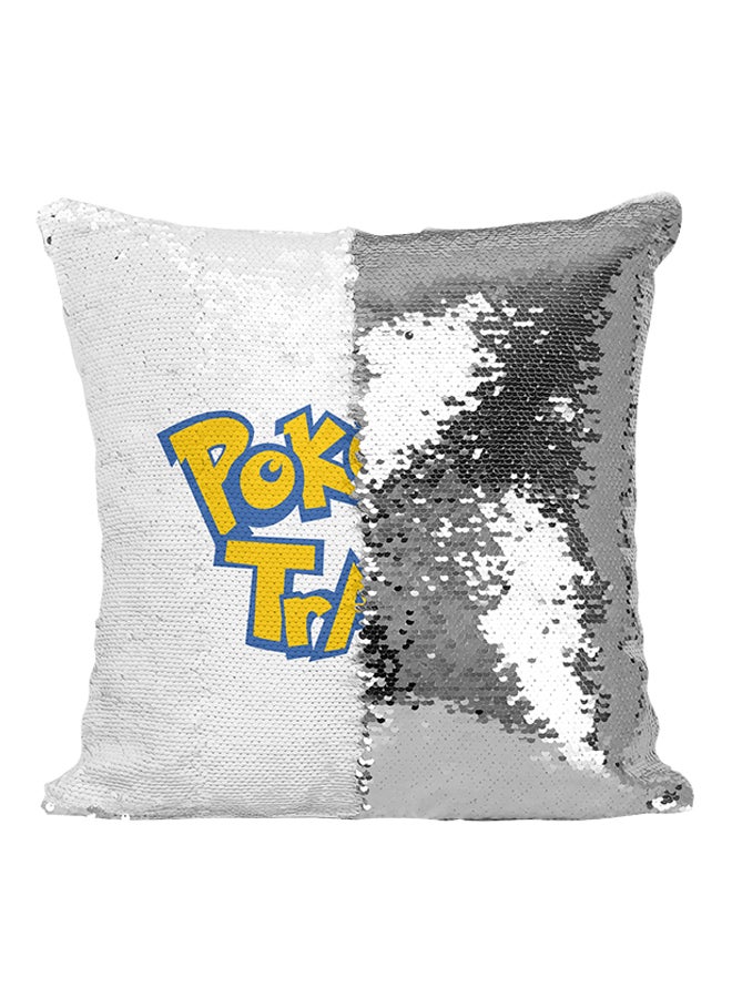 Pokémon Trainer Pokémon Go Sequin Throw Pillow Silver/White/Yellow 16x16inch - Image 1