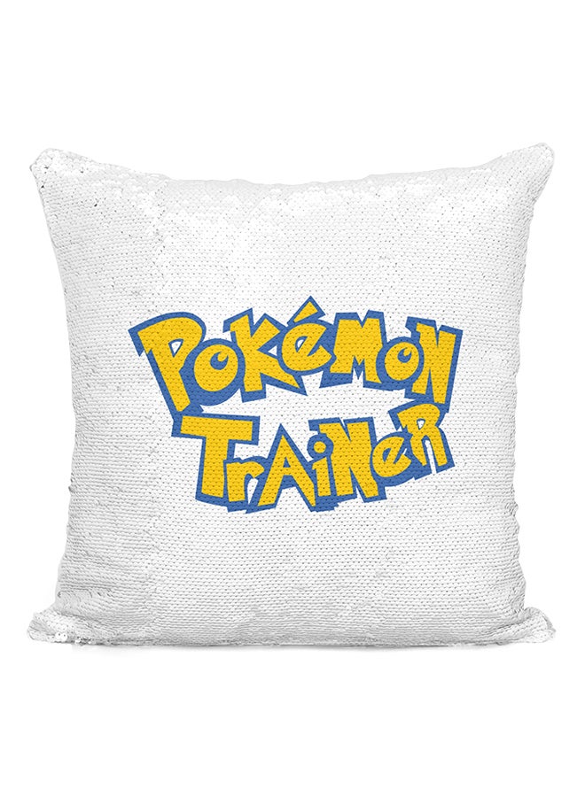 Pokémon Trainer Pokémon Go Sequin Throw Pillow Silver/White/Yellow 16x16inch - Image 2