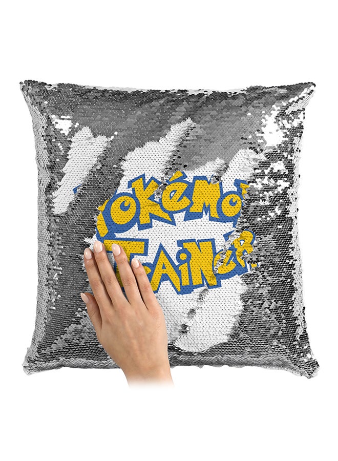 Pokémon Trainer Pokémon Go Sequin Throw Pillow Silver/White/Yellow 16x16inch - Image 3