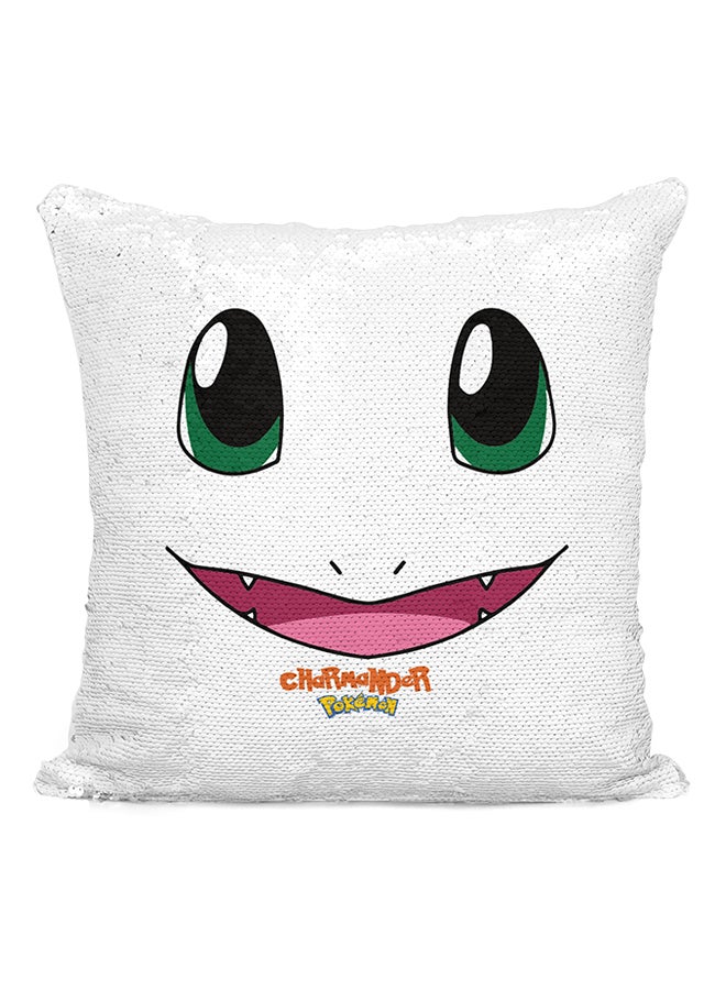 Pokémon Go Game Charmander Sequin Throw Pillow Silver/White/Green 16x16inch - Image 2