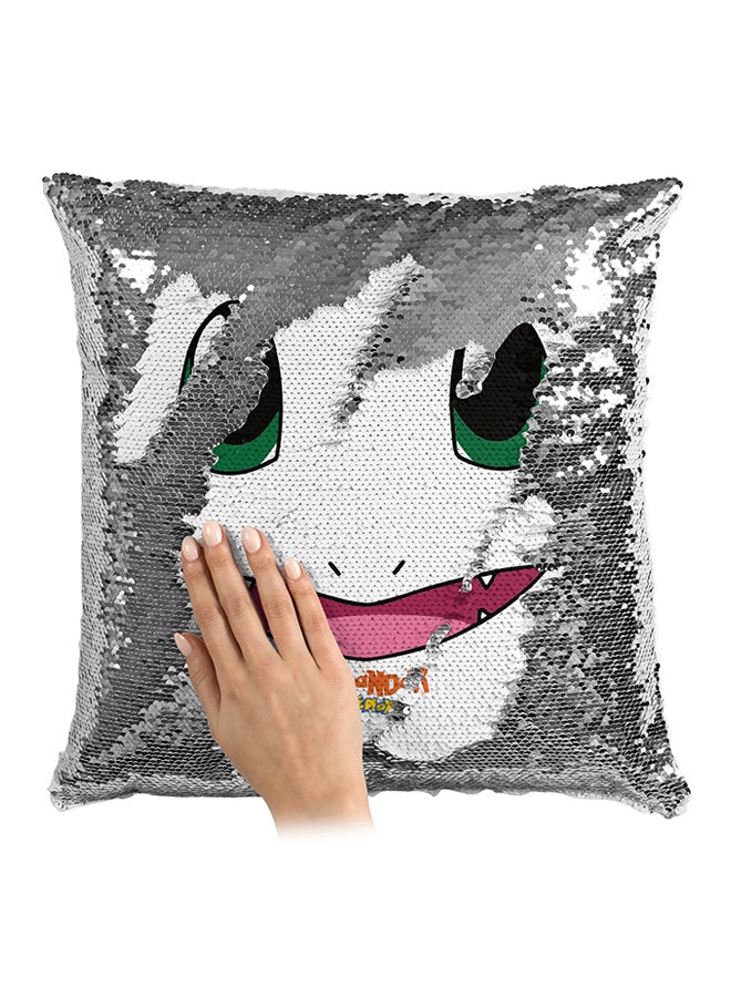 Pokémon Go Game Charmander Sequin Throw Pillow Silver/White/Green 16x16inch - Image 3