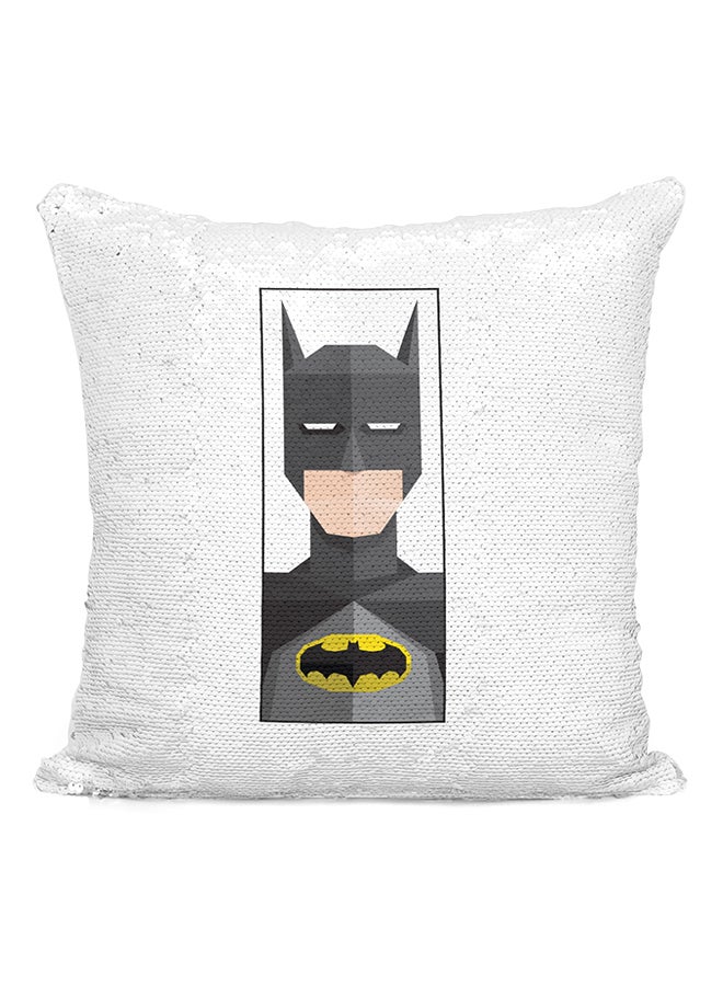 Batman Super Hero Sequined Throw Pillow Silver/White/Black 16x16inch - Image 2