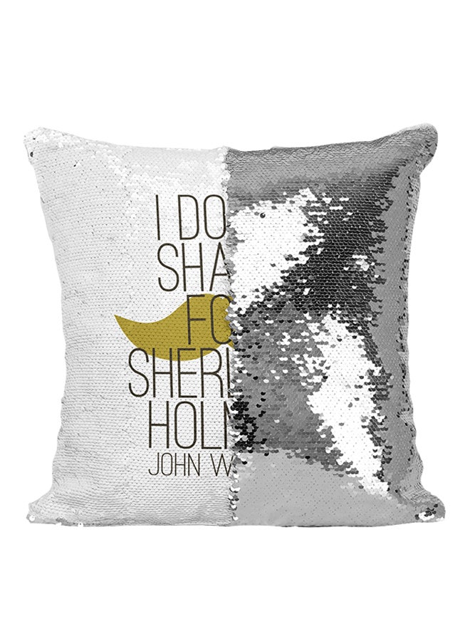 TV Show Pillow I Don'T Shave For Sherlock Holmes Sequined Throw Pillow Grey/White/Green 16x16inch - Image 1