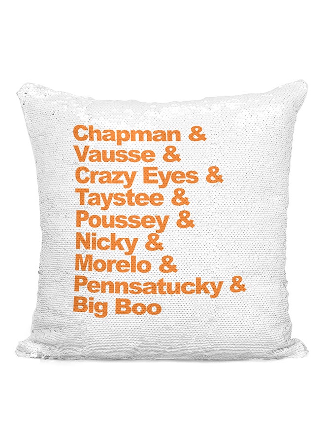 Orange Is The New Black Cast Characters TV Show Sequin Throw Pillow Silver/White/Orange 16x16inch - Image 2