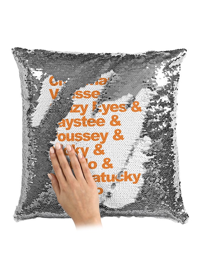 Orange Is The New Black Cast Characters TV Show Sequin Throw Pillow Silver/White/Orange 16x16inch - Image 3