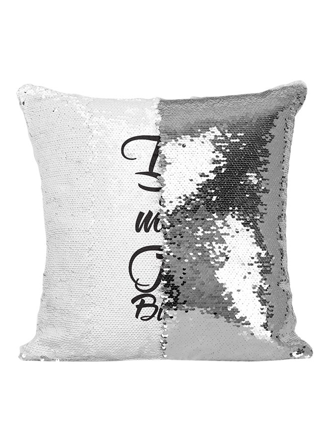 I Will Take Whats Mine With Fire And Blood Sequin Throw Pillow Silver/White/Black 16x16inch - Image 1