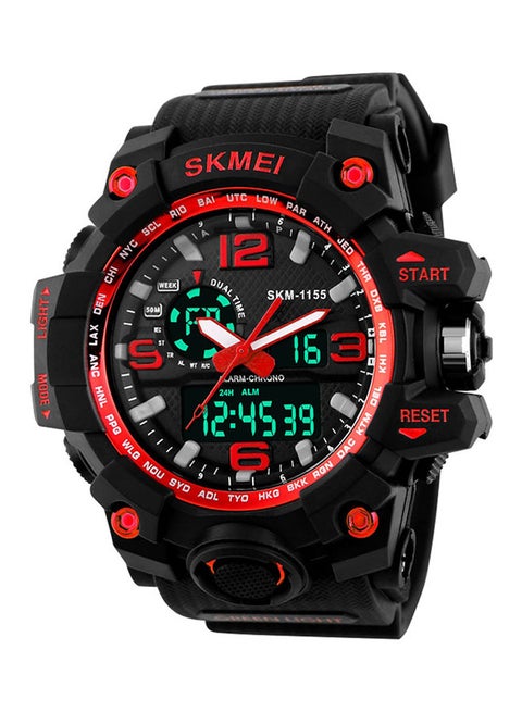 Men's Siliconer Analog & Digital Watch 1155 - 55 mm - Black