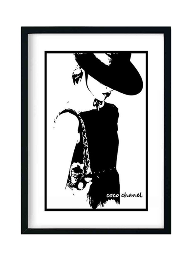 LOWHA Wooden Framed Wall Art Painting Black/White 33 x 22 x 2centimeter - Image 1