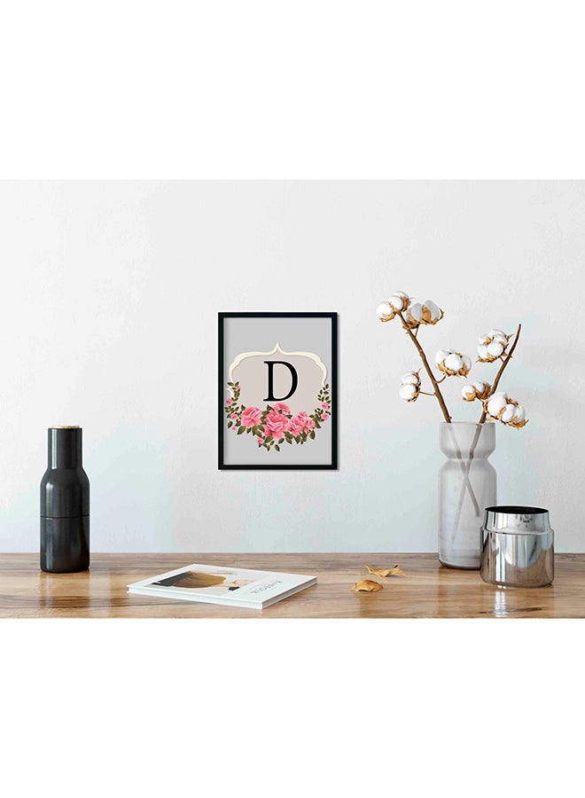 LOWHA Letter D Wooden Framed Wall Art Painting Multicolour 33x22x2cm 