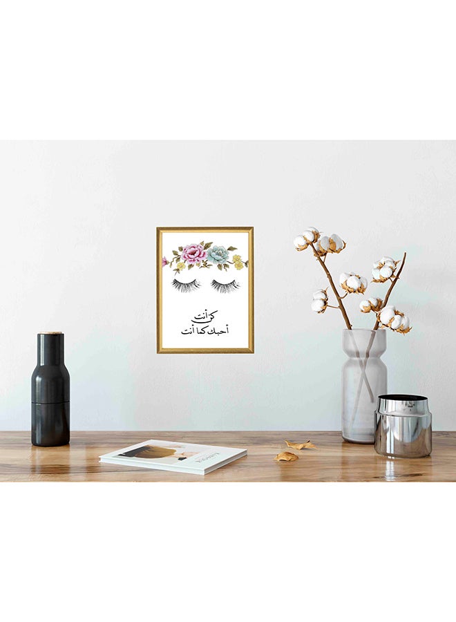 لوحة فنية بإطار خشبي بتصميم رموش عين متعدد الألوان 32 X 22 X 2سم
