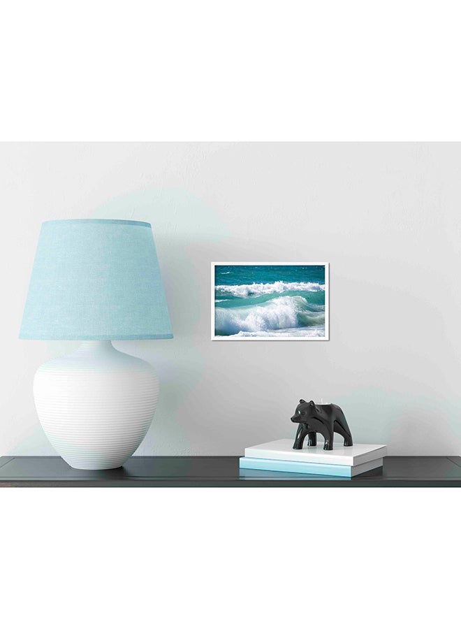 LOWHA Ocean Waves Wooden Frame Wall Art Painting Blue/White 32 X 22 X 2cm - Image 2