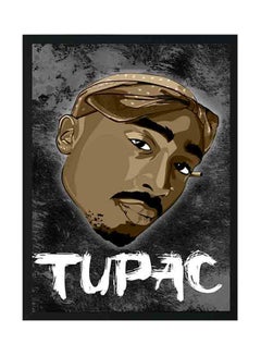 LOWHA Tupac Shakur Wooden Framed Wall Art Painting Black/Brown/White  - Image 1