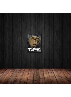 LOWHA Tupac Shakur Wooden Framed Wall Art Painting Black/Brown/White  - Image 2