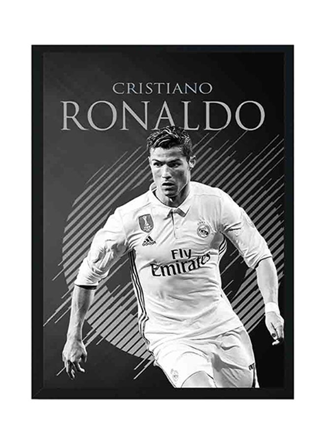 LOWHA Cristiano Ronaldo Printed Wooden Frame Wall Painting Black/White  - Image 1