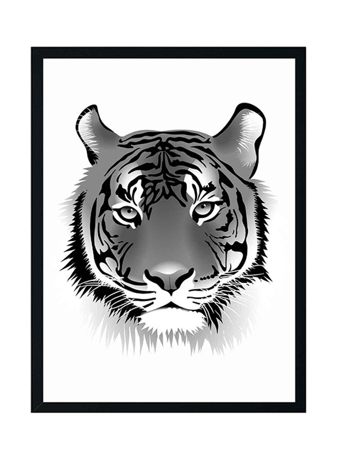 لوحة ديكورات للحائط بإطار خشبي أسود/ أبيض/ رمادي - Image 1