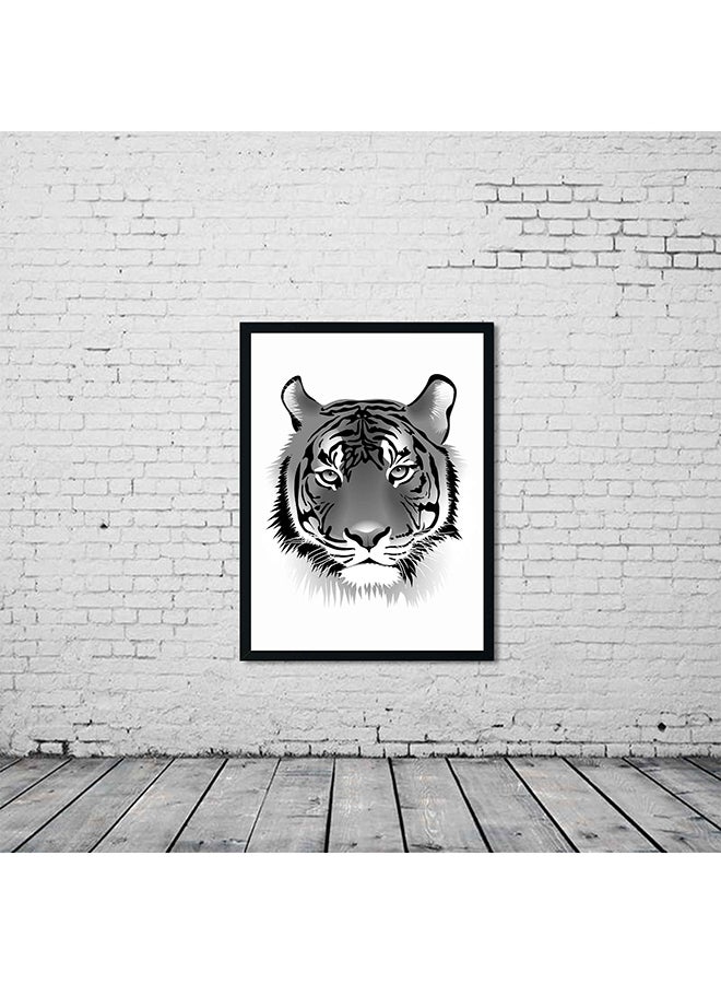 لوحة ديكورات للحائط بإطار خشبي أسود/ أبيض/ رمادي - Image 2