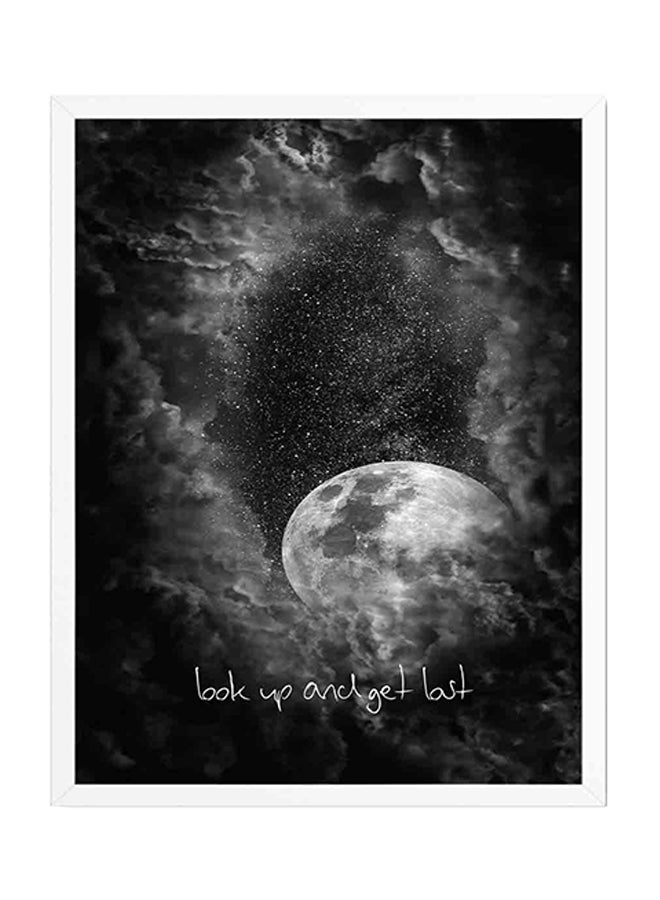 لوحة فنية لديكور الحائط بإطار خشبي أسود/ أبيض 42 x 32 x 2سم - Image 1