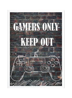 LOWHA Gamers Only Keep Out Wooden Framed Wall Art Painting Multicolour 