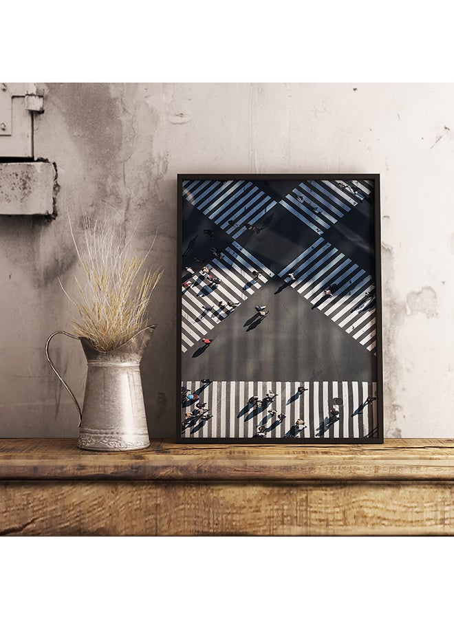 لوحة ديكورات للحائط بإطار خشبي أبيض/أسود/رمادي 33x22x2Ø³Ù†ØªÙŠÙ…ØªØ± - Image 1