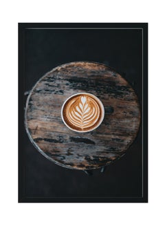 LOWHA Coffee Latte Wooden Framed Wall Art Painting Multicolour  - Image 1