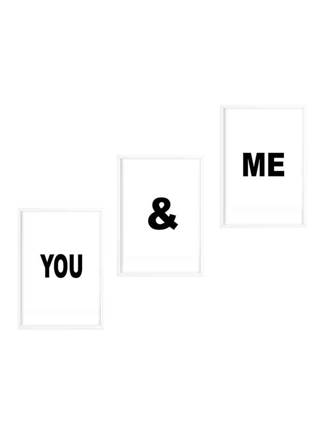 LOWHA 3-Piece Wooden Frame Wall Art Painting Set White/Black 33 x 22 x 2cm